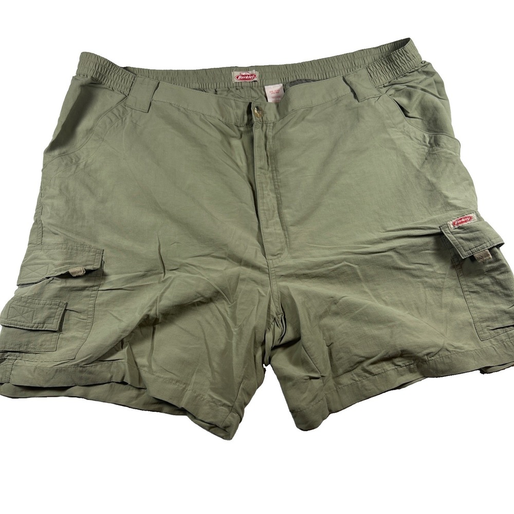 Sz 2XL 44/46-Vintage-Berkley Men's Cargo Performance Shorts-Khaki /Green-Fishing